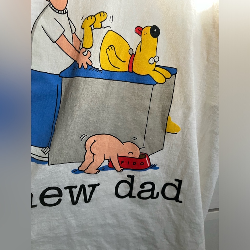 Vintage Jim Benton Mr. New Dad Changes T-Shirt Size L White 1992 Made In Usa - Picture 3 of 6